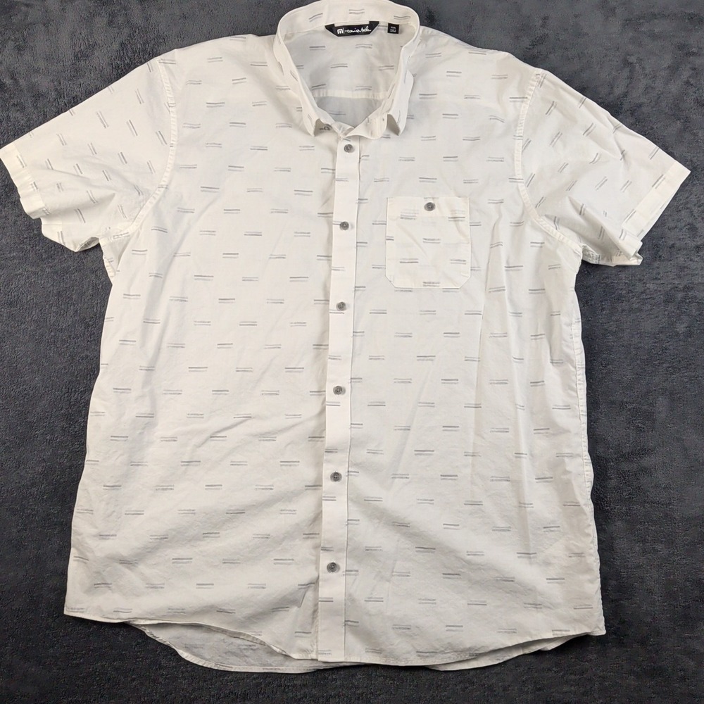 Travis Mathew Visby Button Down Grey White Casual Retro Preppy Golf Men XXXL